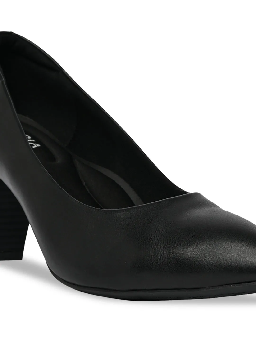 Rocia By Regal Black Women Stacking Heel Pumps