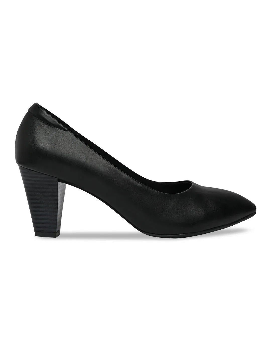 Rocia By Regal Black Women Stacking Heel Pumps