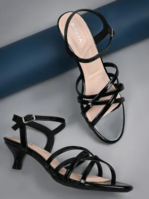 Rocia By Regal Black Women Strappy Kitten Heels