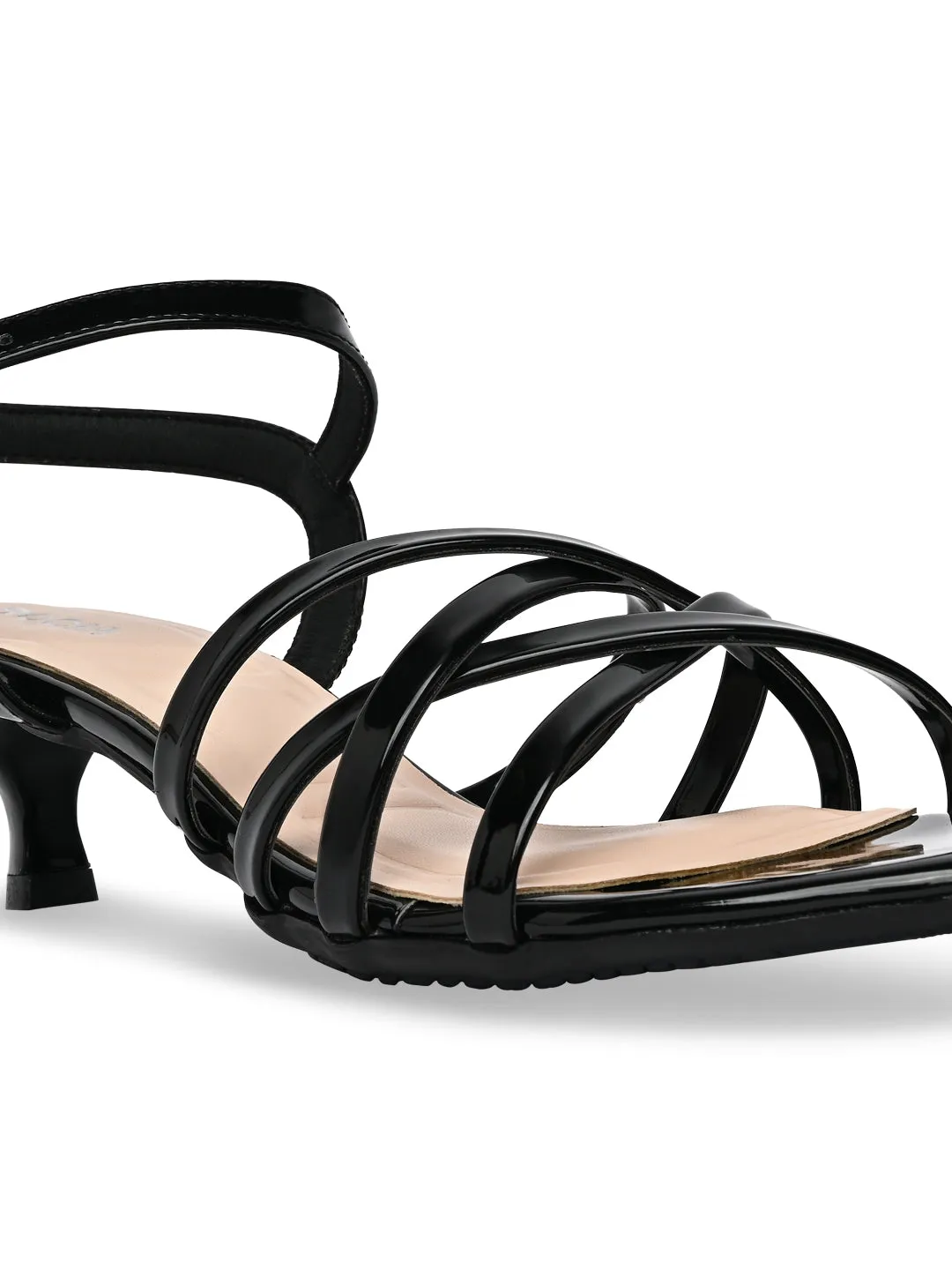 Rocia By Regal Black Women Strappy Kitten Heels