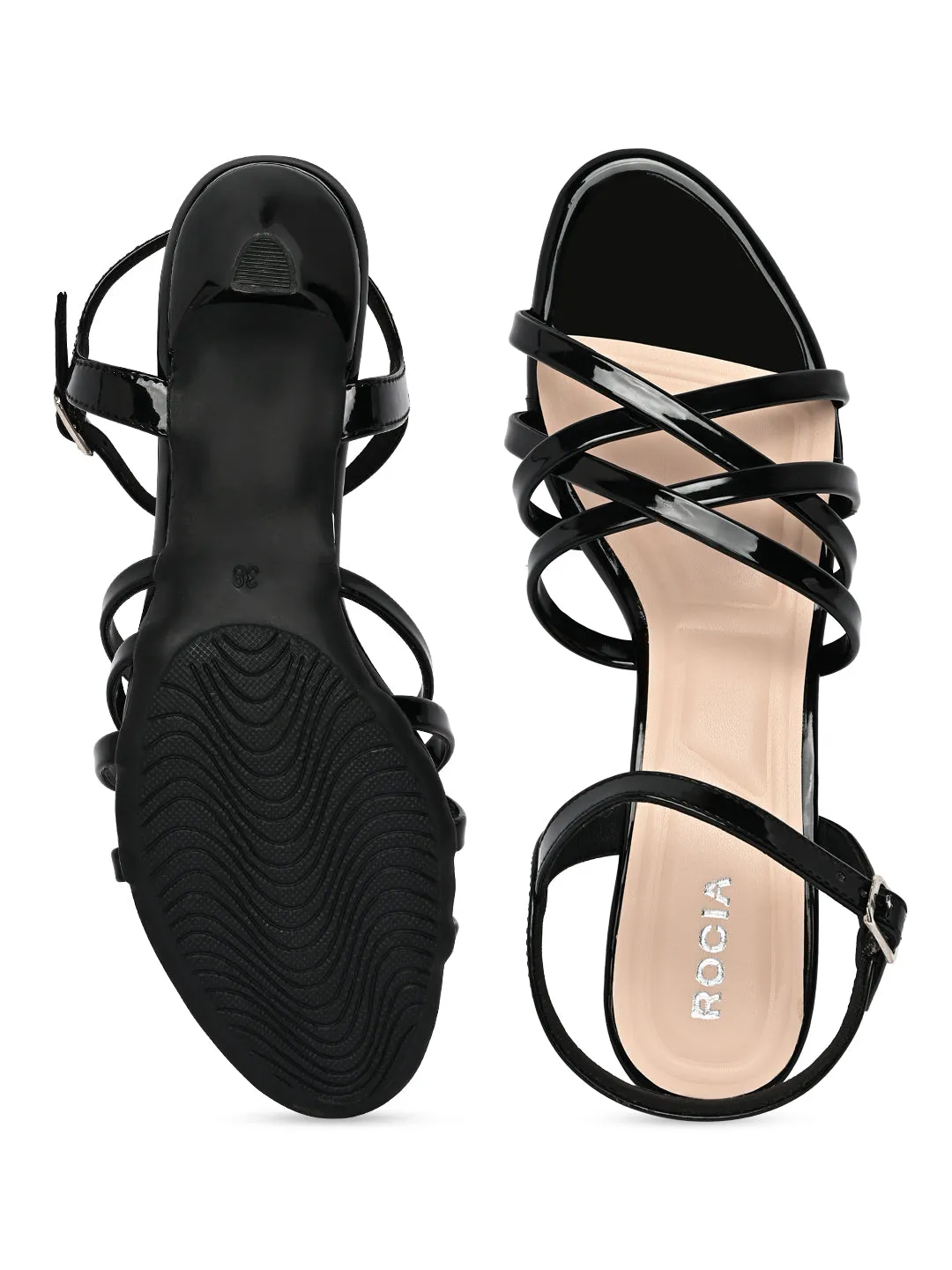 Rocia By Regal Black Women Strappy Kitten Heels