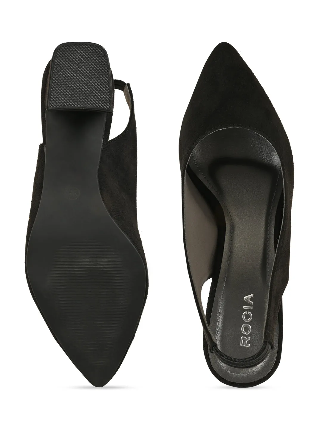 Rocia By Regal Black Women Suede Sling Backs