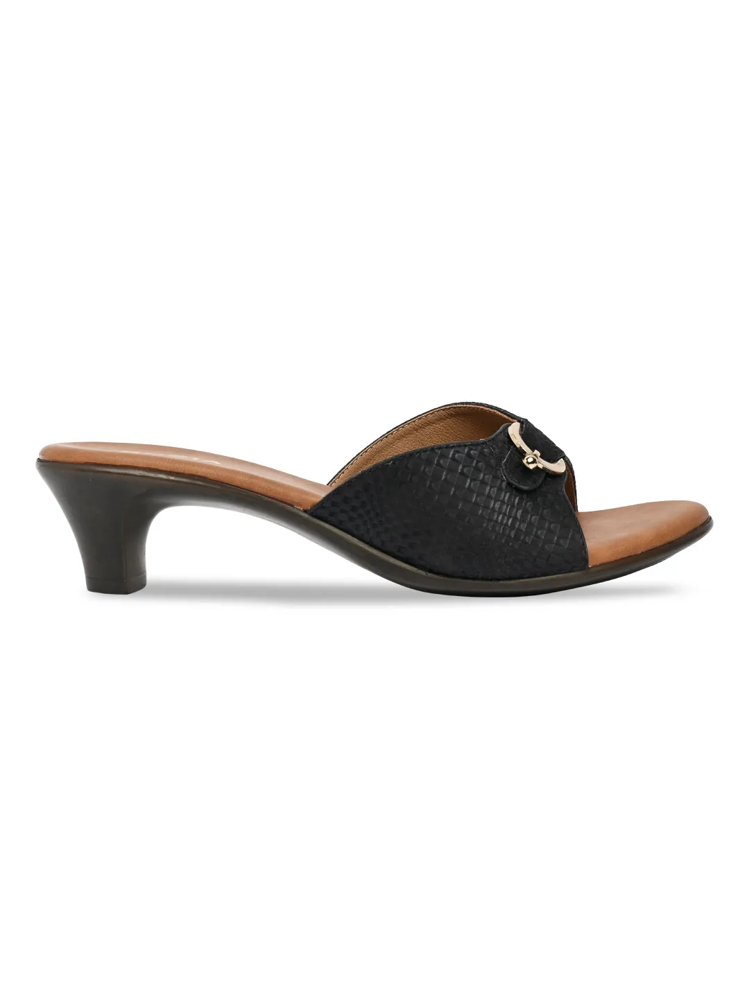 Rocia By Regal Black Women Textured Kitten Heel Sandals