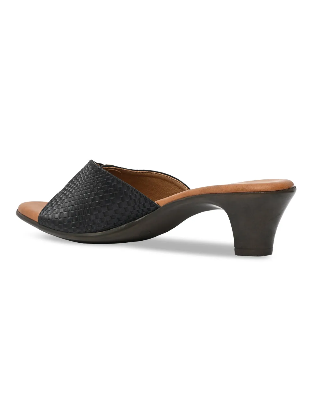 Rocia By Regal Black Women Textured Kitten Heel Sandals