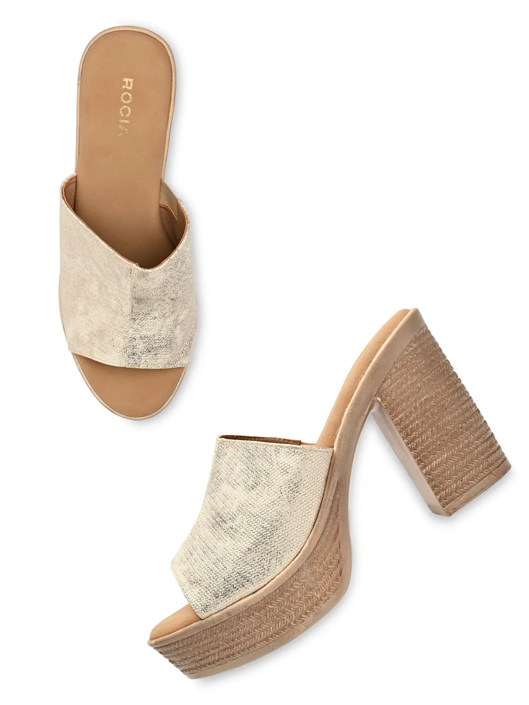 Rocia By Regal Gold Women High Block Heels