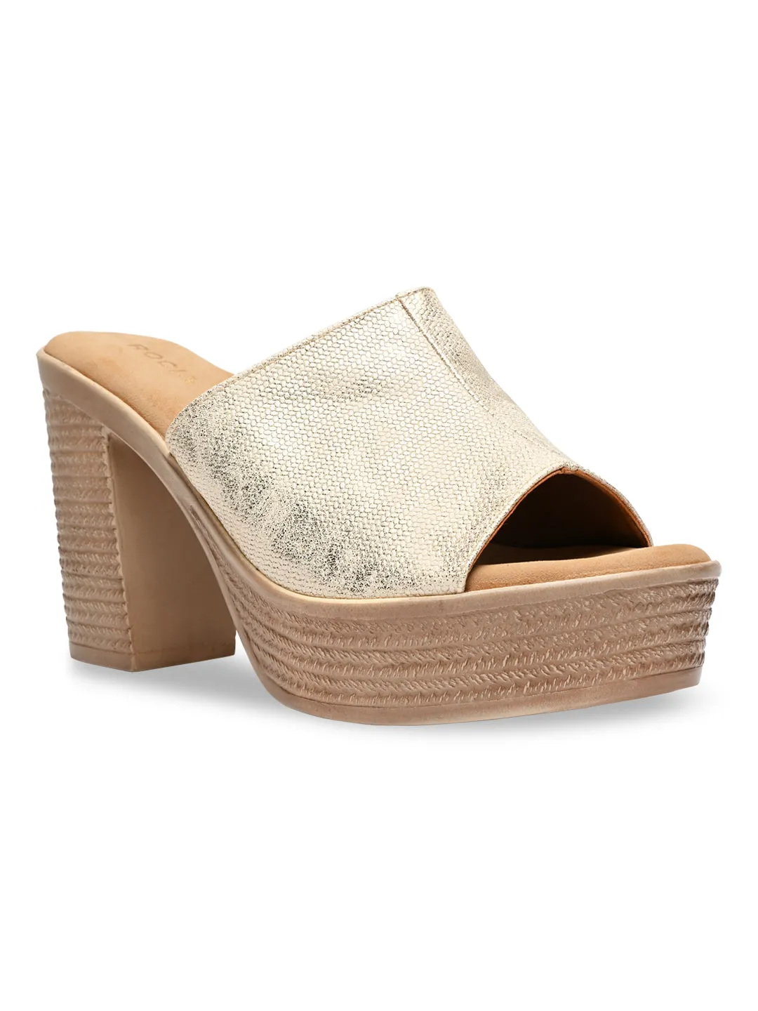 Rocia By Regal Gold Women High Block Heels