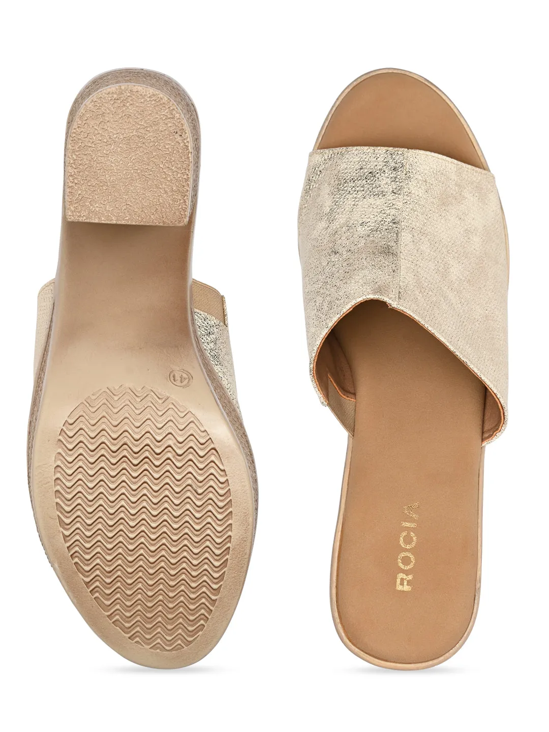 Rocia By Regal Gold Women High Block Heels