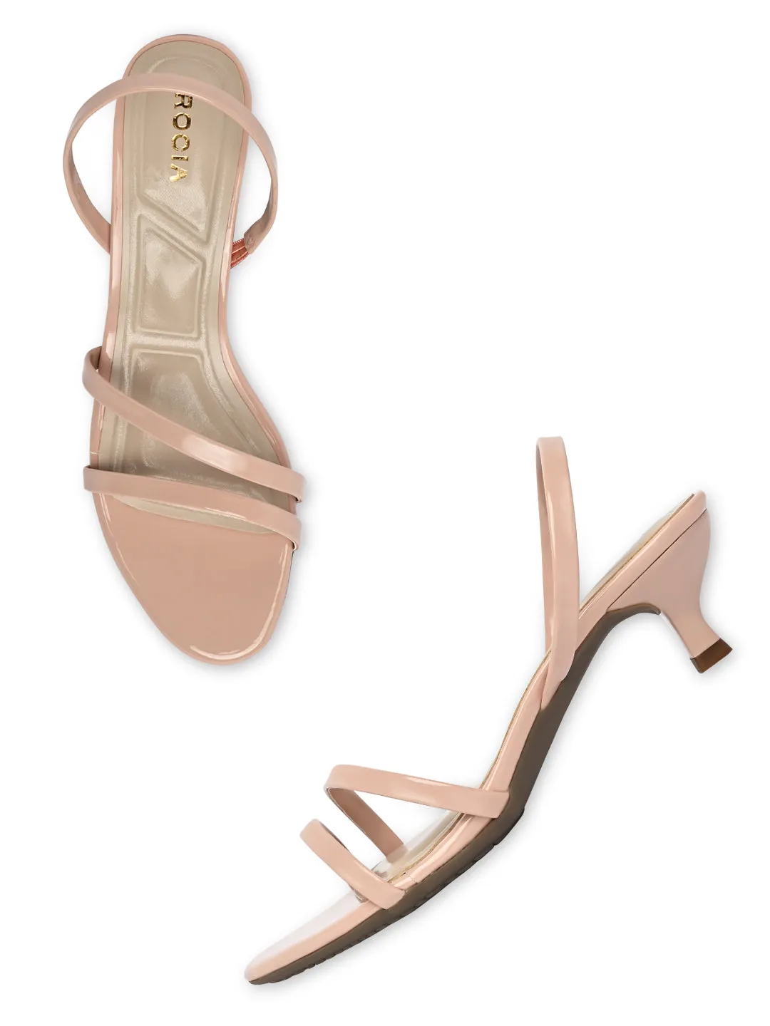 Rocia By Regal Nude Women Patent Strappy Kitten Heels