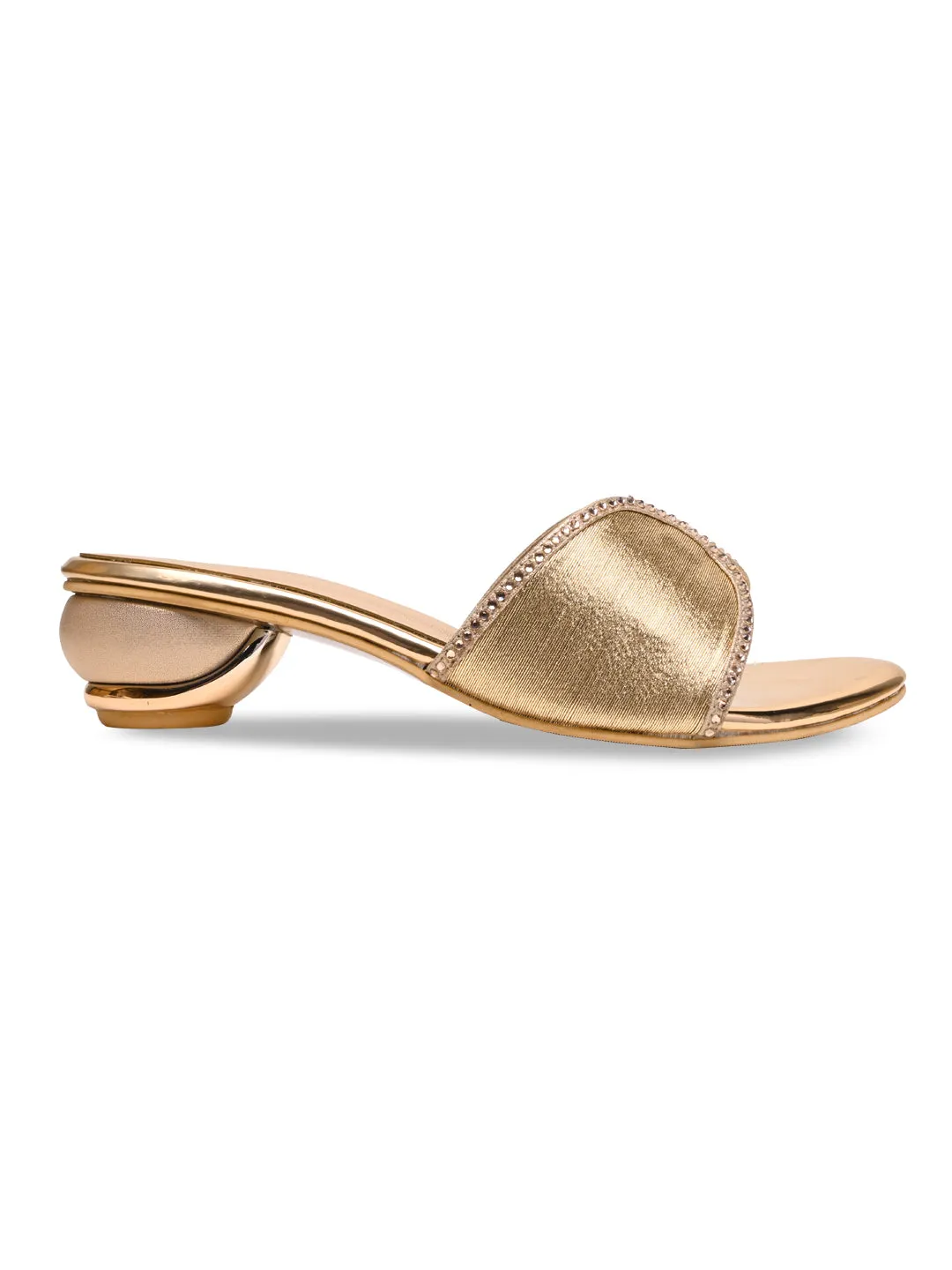 Rocia By Regal Rose Gold Women Diamond Studded Block Heels