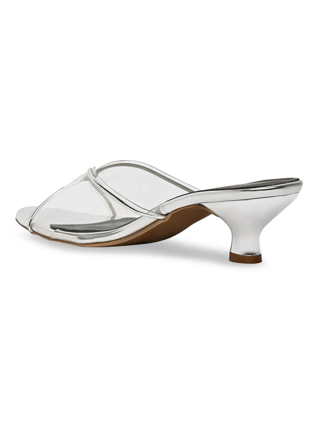 Rocia By Regal Silver Women Vinyl Kitten Heel Sandal