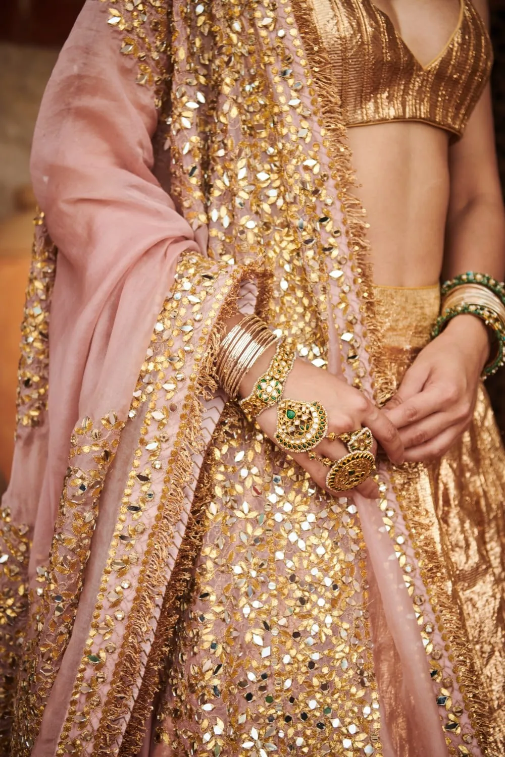 Rose Gold Lampi Gota Lehenga Set