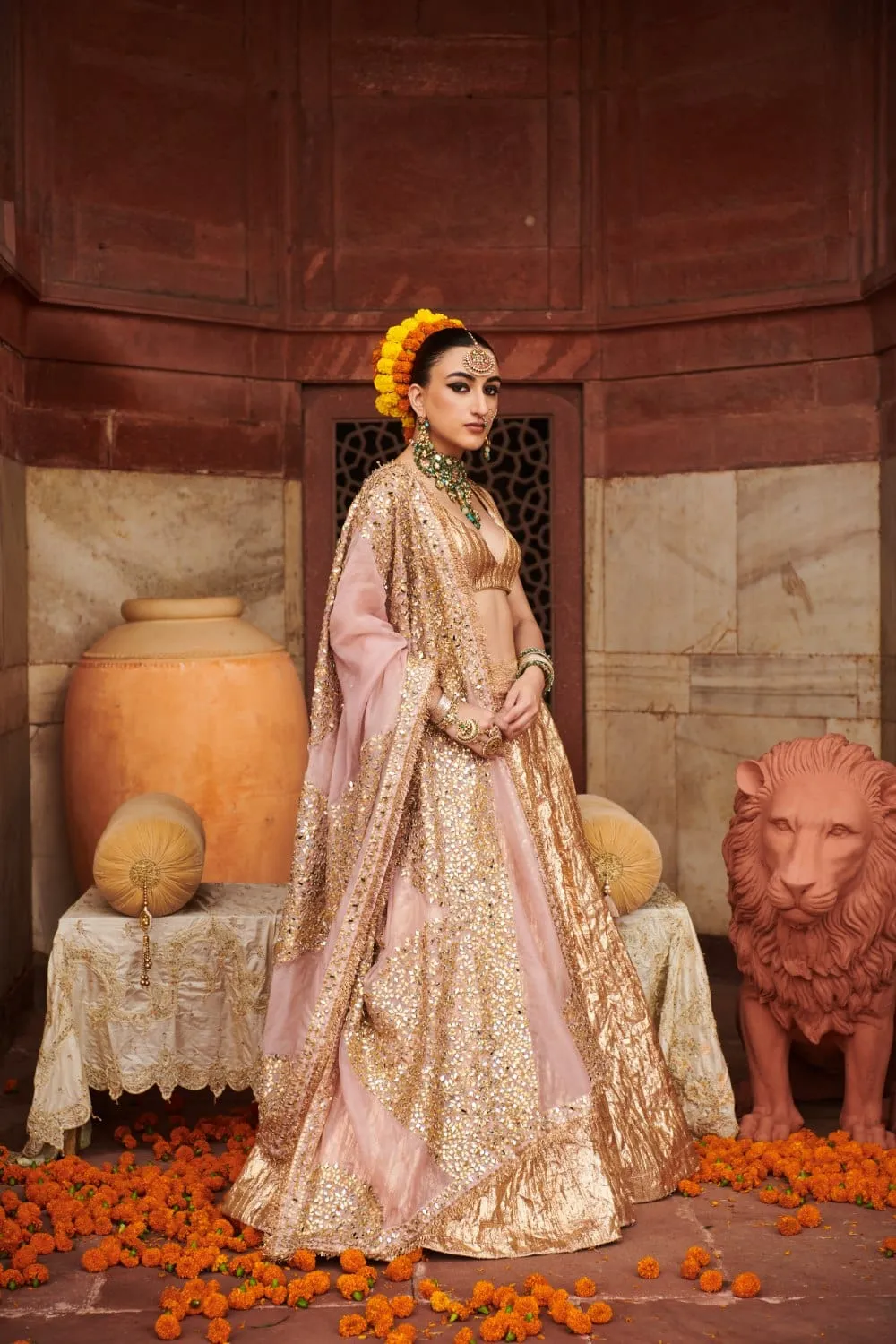 Rose Gold Lampi Gota Lehenga Set