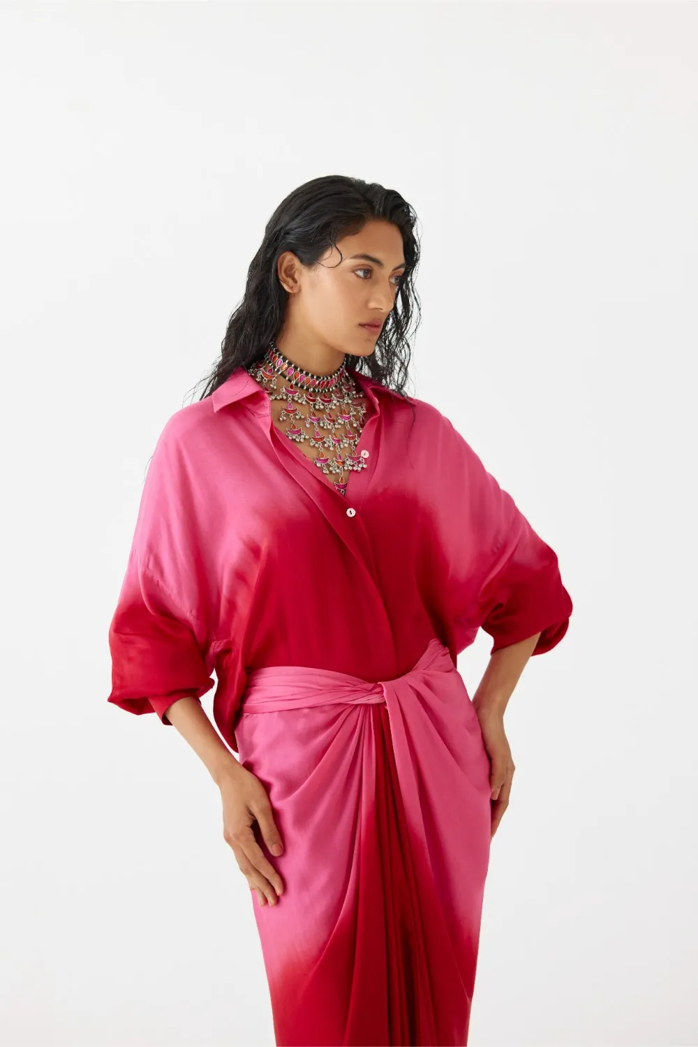 RUBY SHIRT DRAPED DRESS