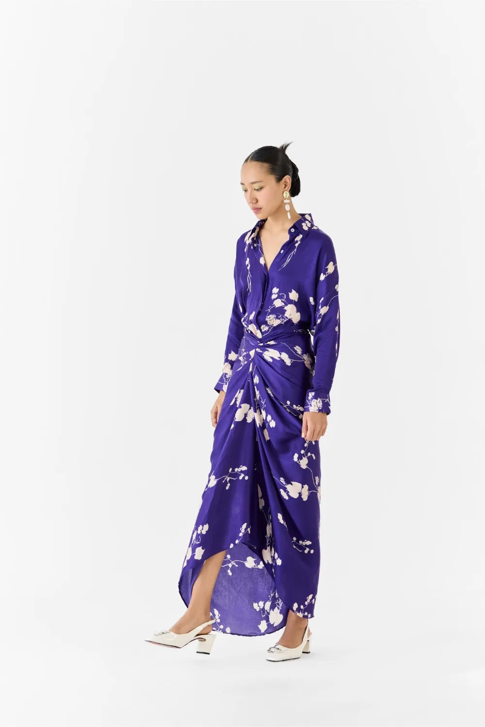 SAKURA DRAPED SHIRT DRESS