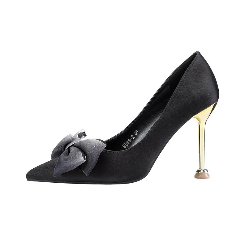 Sexy High Heels Stiletto Bow Women's Single Shoes