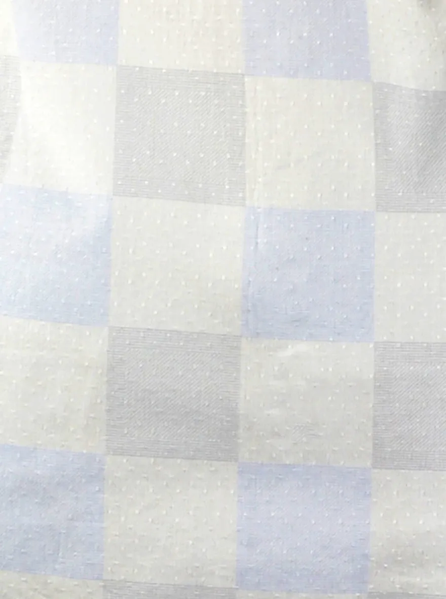 Sky Blue & White Checked Slim Fit Casual Shirt | JadeBlue