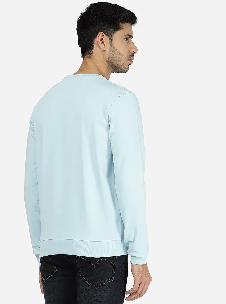 Sky Blue Solid Regular Fit Winter T-Shirt | JadeBlue
