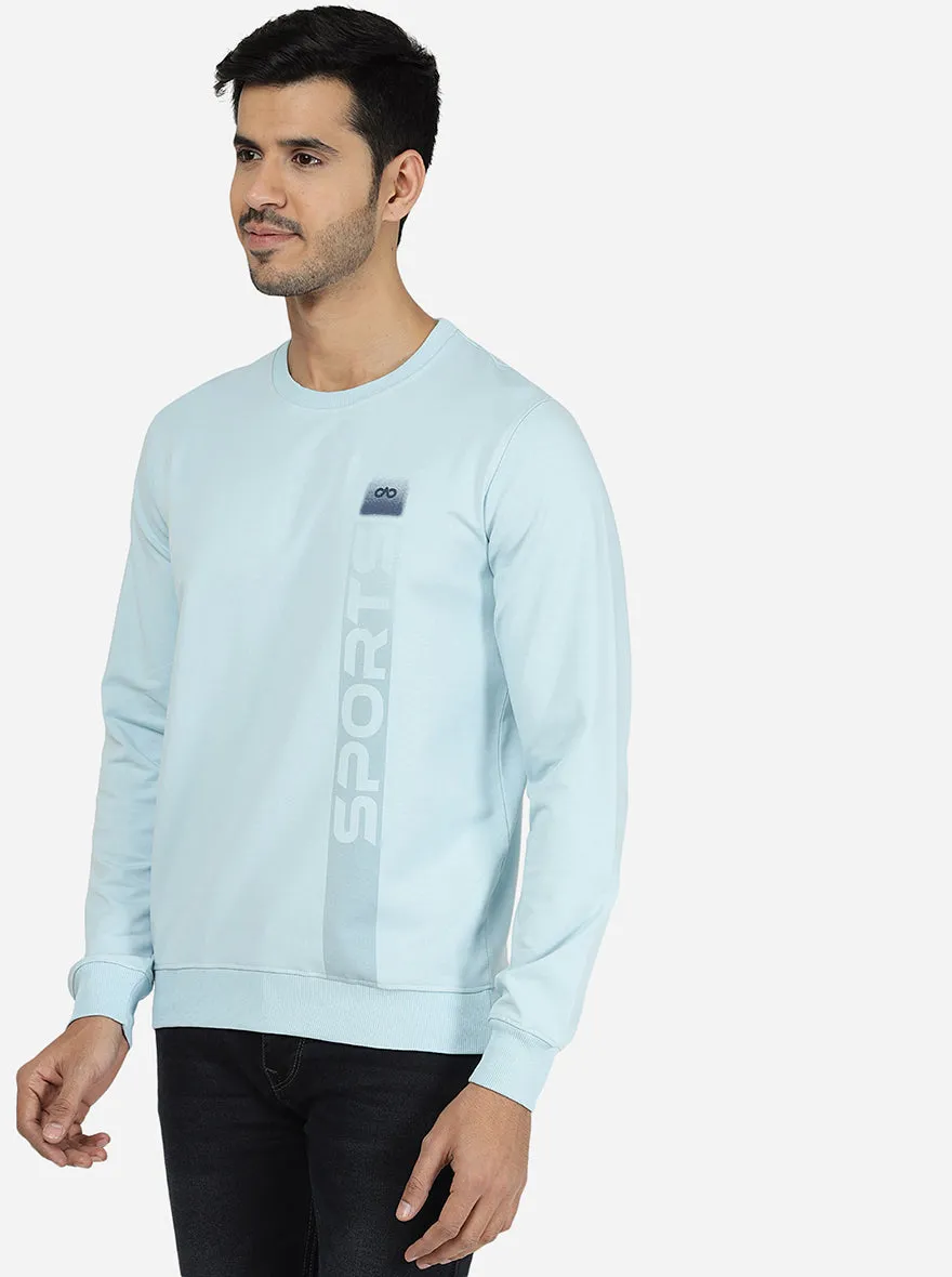 Sky Blue Solid Regular Fit Winter T-Shirt | JadeBlue