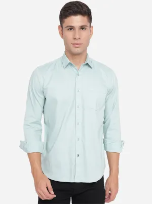 Sky Blue Solid Slim Fit Casual Shirt | Greenfibre
