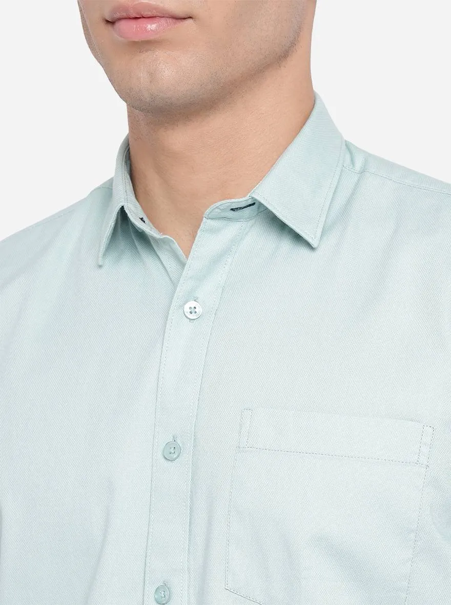 Sky Blue Solid Slim Fit Casual Shirt | Greenfibre