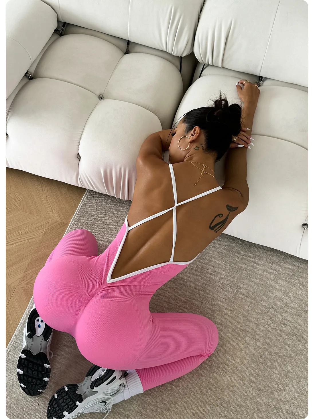 Sleek Ribbed Quick-Drying Fitness Jumpsuit for Active Lifestyles