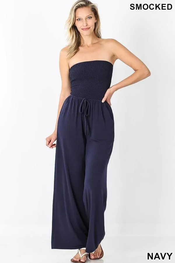 Smocked Jumpsuit, Light Olive