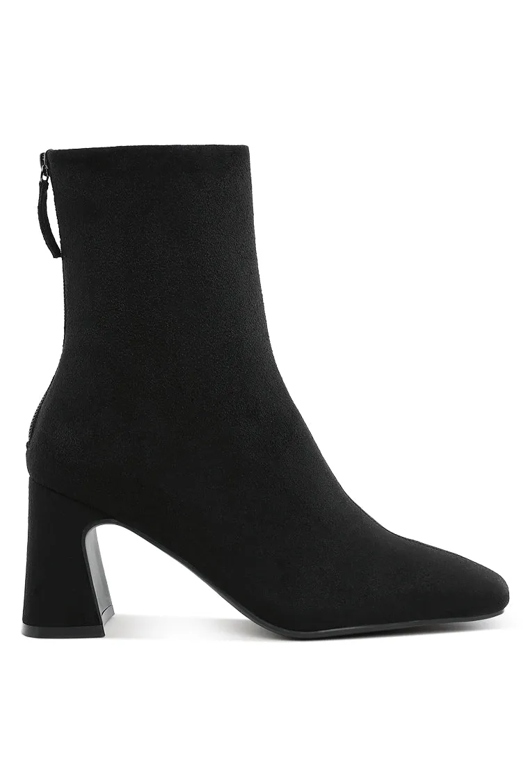 Square Toe Microfiber Ankle Boots By RAG