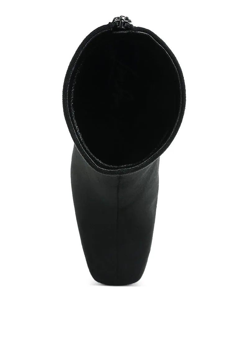 Square Toe Microfiber Ankle Boots By RAG