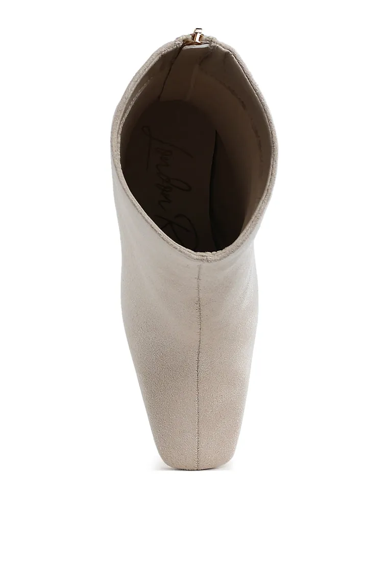 Square Toe Microfiber Ankle Boots By RAG