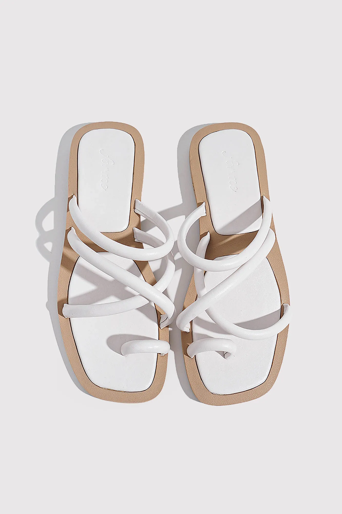 Strappy Square Toe Padded Sandals