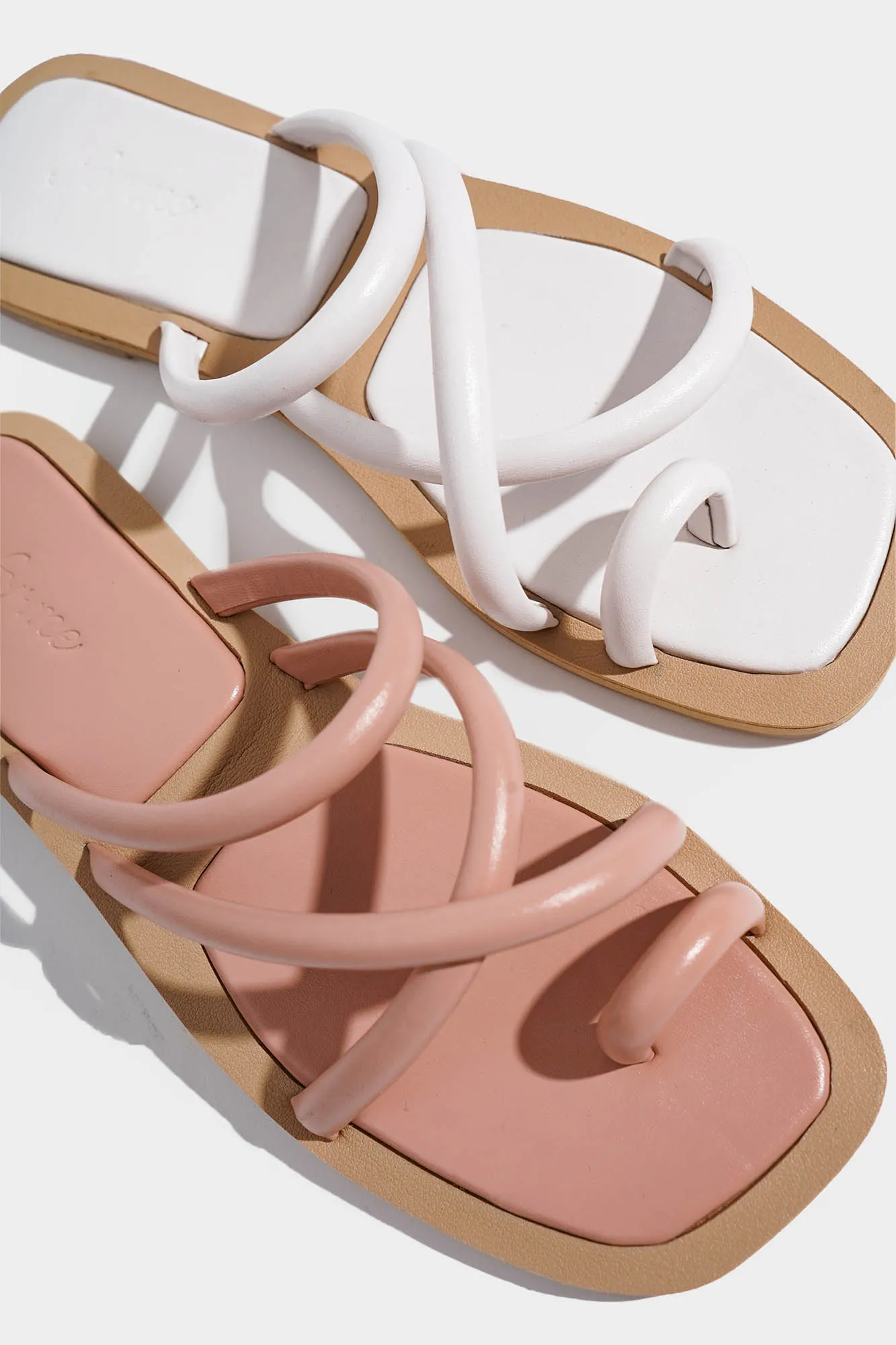 Strappy Square Toe Padded Sandals