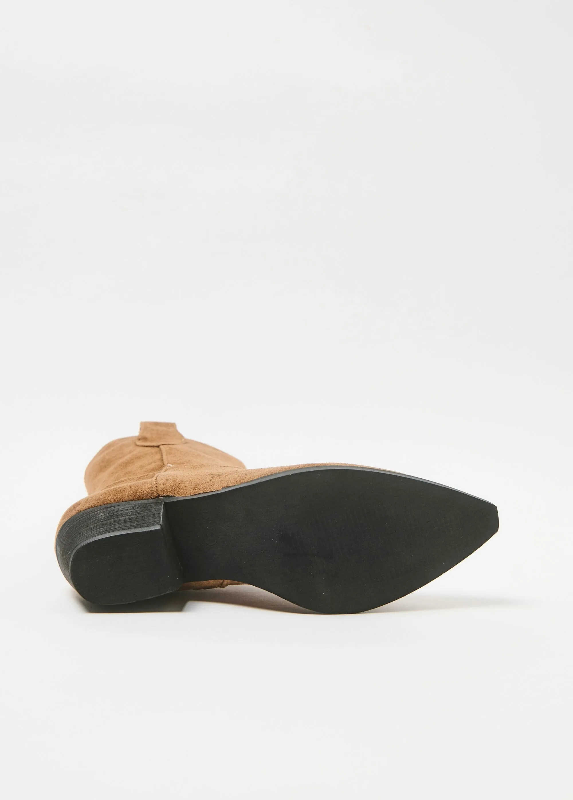 Suede effect western boots with beveled heel