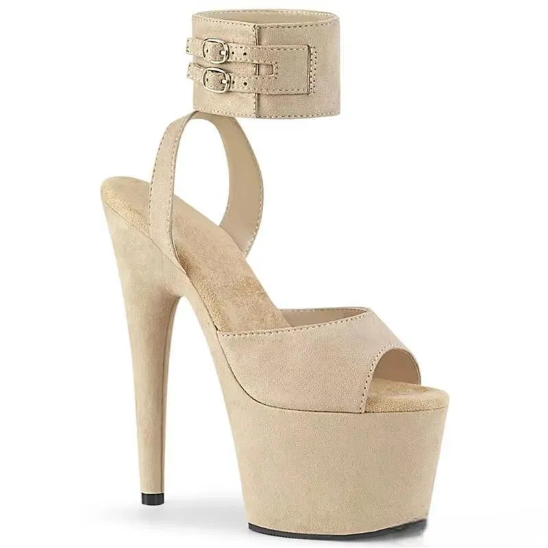 Suede root waterproof platform summer 17 cm stiletto heels