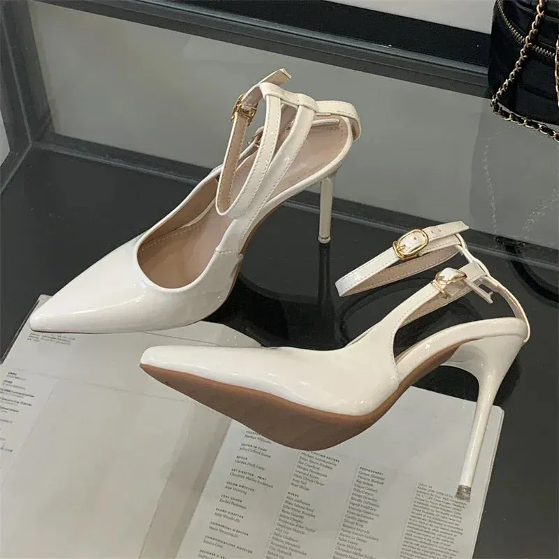 Summer New Pointed Metal Buckle Party Pumps High Heels
