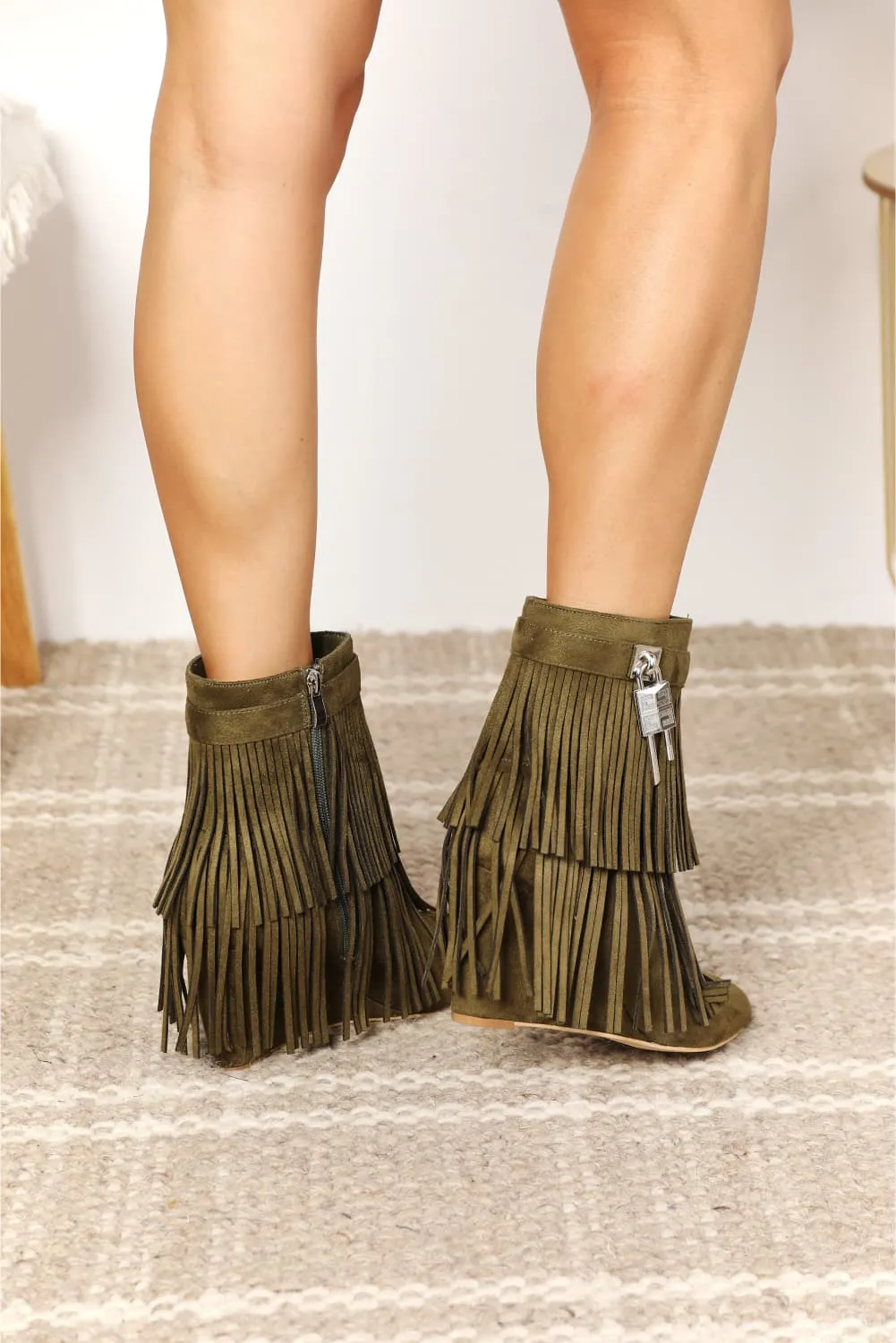 Tassel Wedge Heel Ankle Boots
