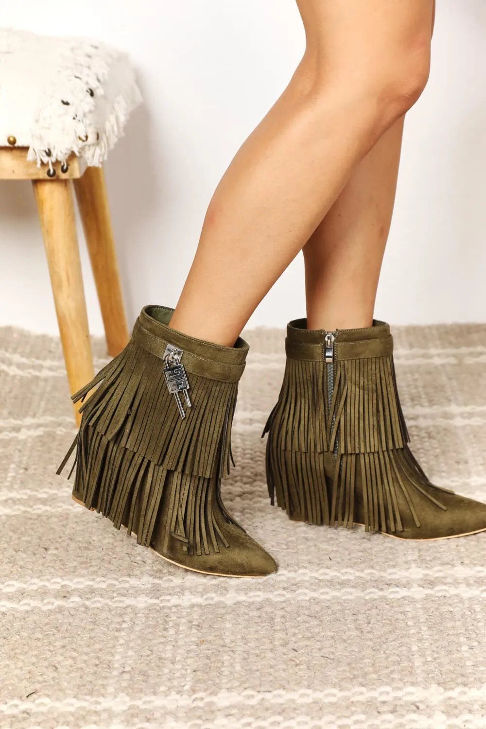 Tassel Wedge Heel Ankle Boots