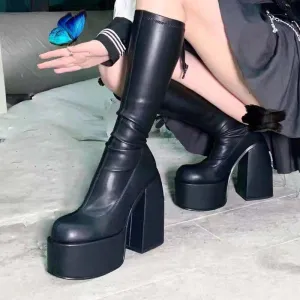Thick Heels Chunky High Boots