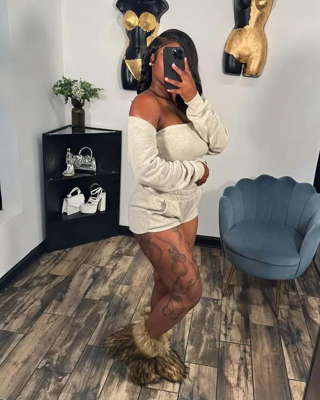 Trendy Three-Piece Crop Top Off-Shoulder Sleeve and Shorts Set