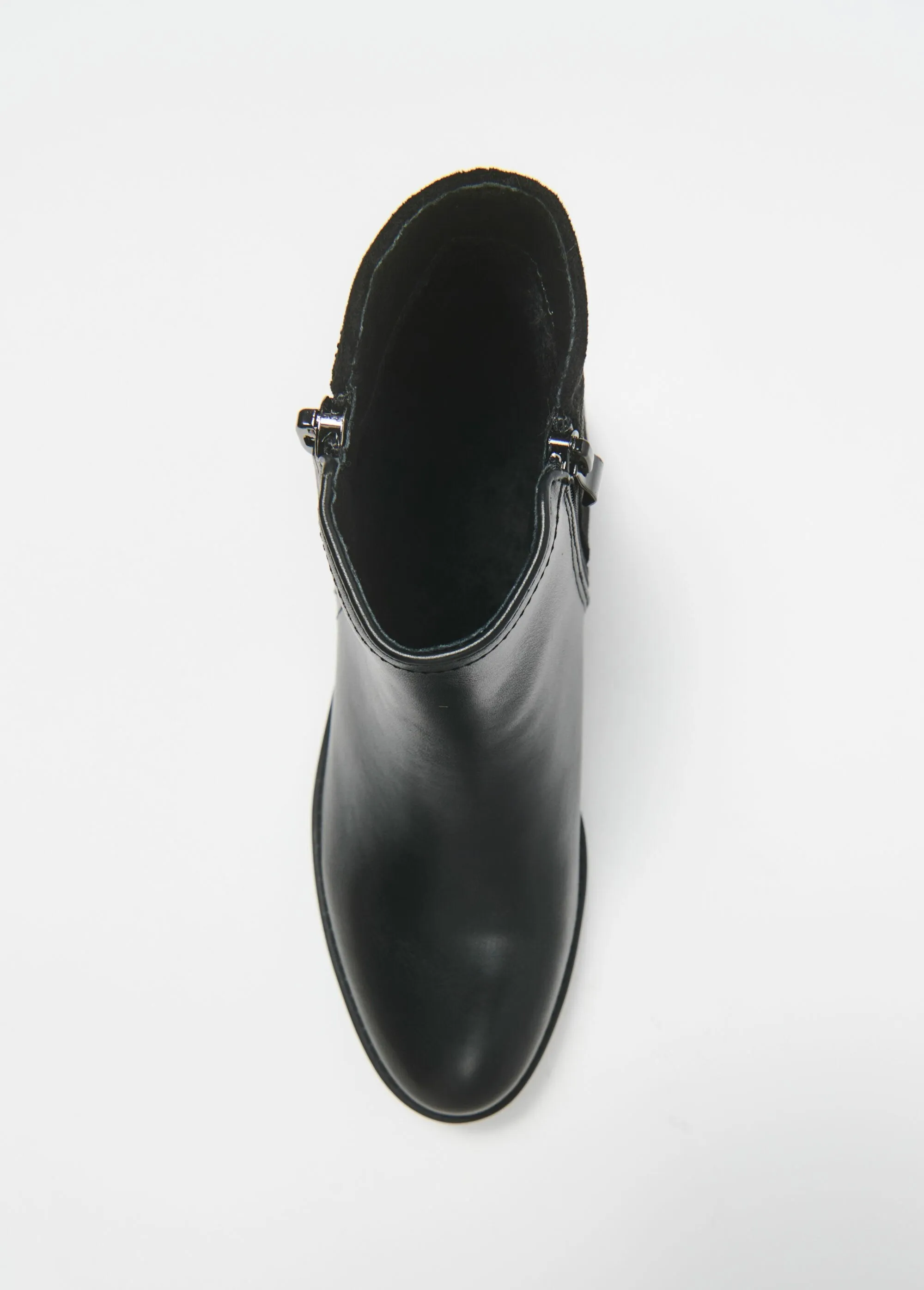 Two-material boots with rhinestones and zip