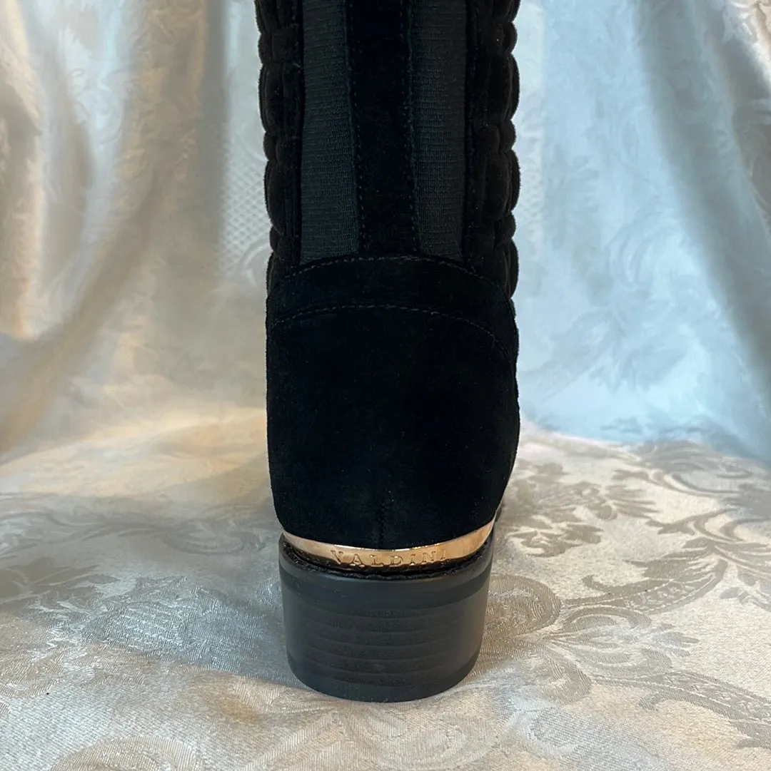 VALDINI NOVELLA BLACK QUILTED SUEDE WATERPROOF BOOT