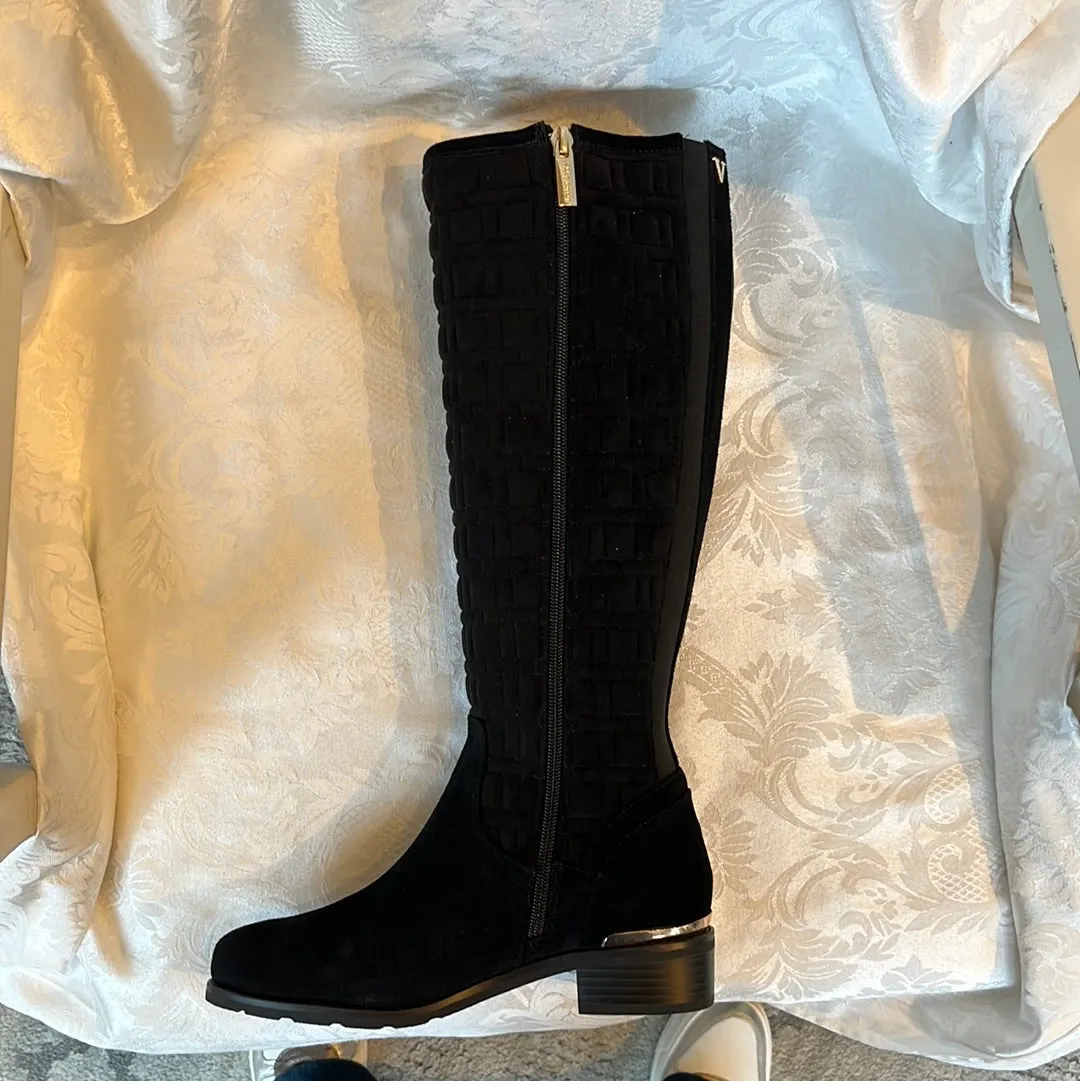 VALDINI NOVELLA BLACK QUILTED SUEDE WATERPROOF BOOT