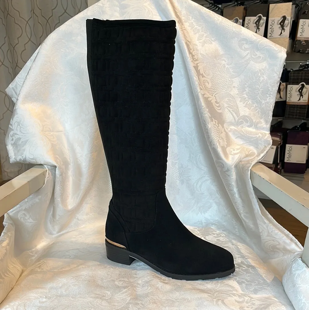 VALDINI NOVELLA BLACK QUILTED SUEDE WATERPROOF BOOT