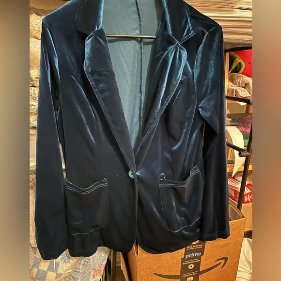 Velvet Blazer Jacket Teal