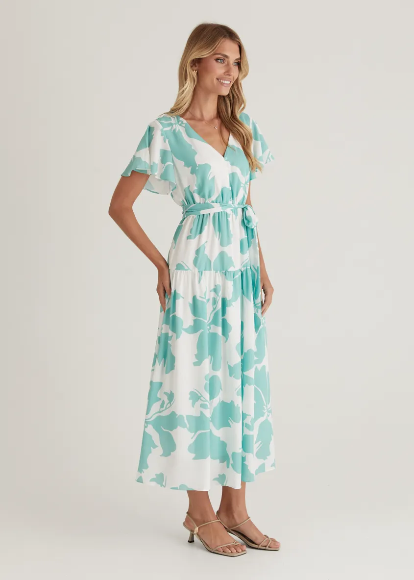Vino Midi Dress - Green Floral