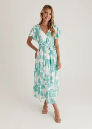 Vino Midi Dress - Green Floral