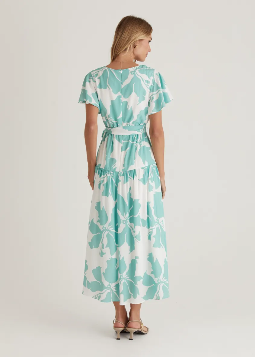 Vino Midi Dress - Green Floral
