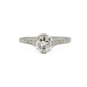 Vintage Platinum .85ct Engraved Cathedral
