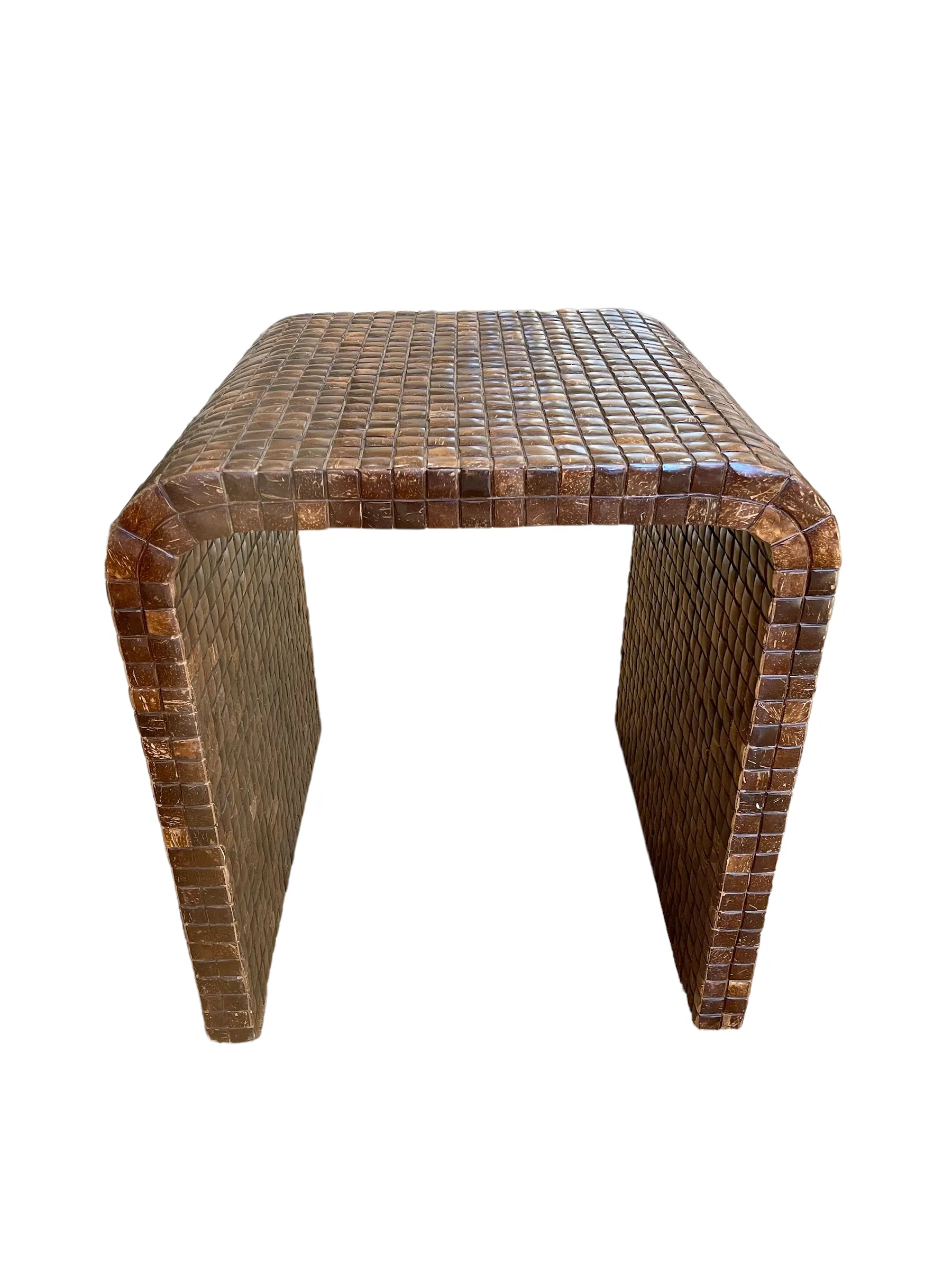 Vintage Tesselated Coconut Husk Side Table