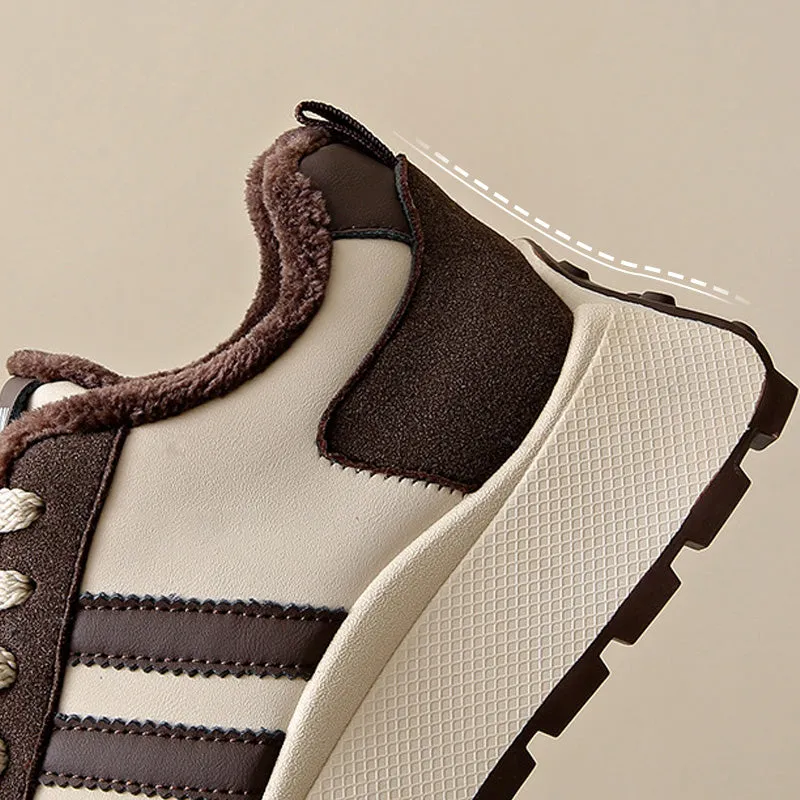 Warm PU Leather Sneakers with Thick Sole