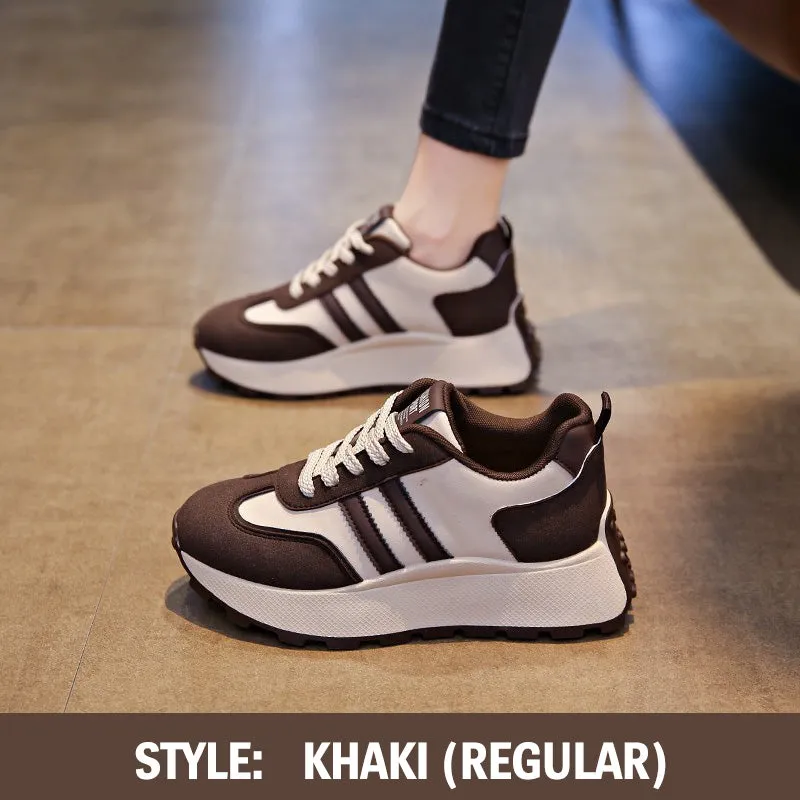 Warm PU Leather Sneakers with Thick Sole